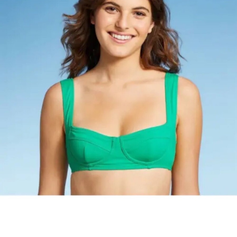 Xhilaration Green Bikini Top with Sweetheart Neckline